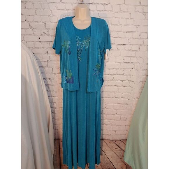 Draper'S & Damon'S Dresses & Skirts - Draper's & Damon's VINTAGE Women's PETITE Size S Teal Slinky Bodycon Maxi Dress